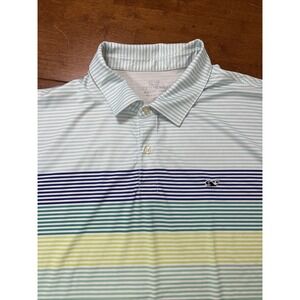Vineyard Vines Performance Polo Men's Size XL Blue Striped Golf